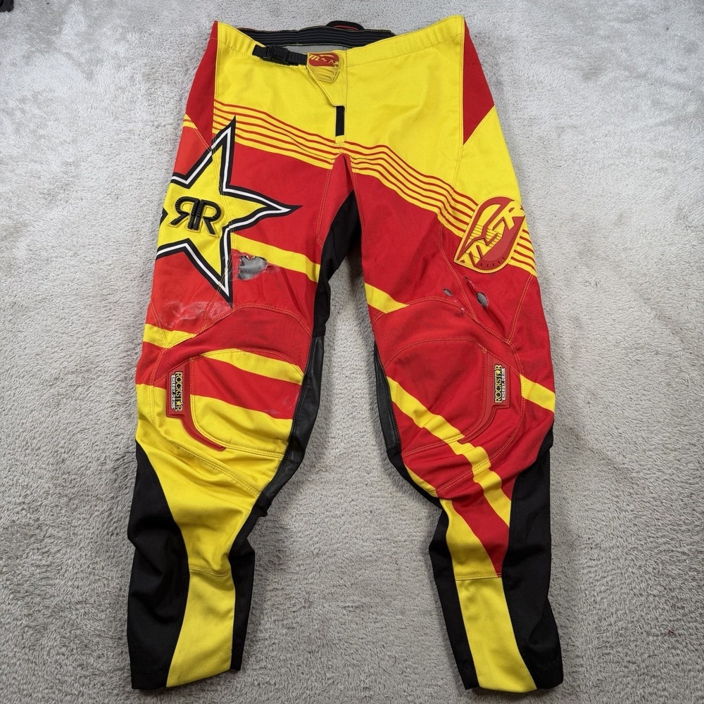 MSR Rockstar Energy Pants Mens Medium Motocross Riding Moto Racing Belted